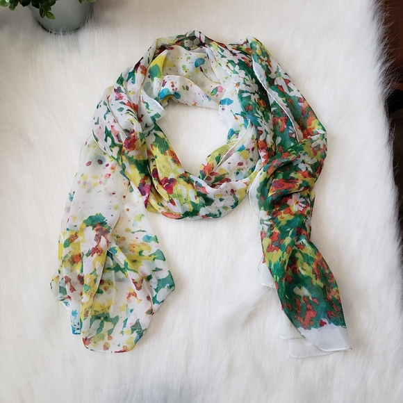 Watercolor White/Green/Yellow/Red Light Scarf - Picture 1 of 8